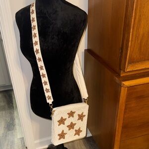Beaded Star Bag Crossbody Gold White